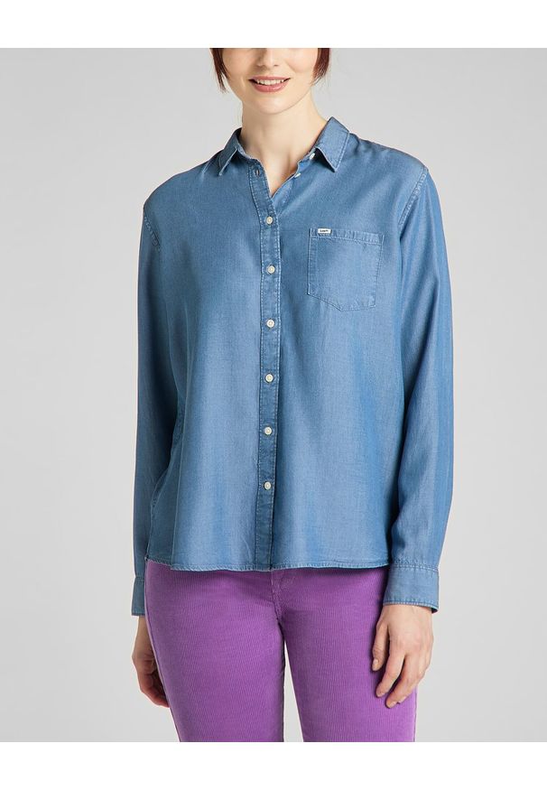 Lee - LEE ONE POCKET SHIRT DAMSKA KOSZULA JEANSOWA BLUE YONDER L45TXESV. Materiał: jeans