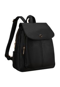 Mały plecak damski z klapką czarny ze skóry ekologicznej miejski Peterson PTN MBP-14-F19. Kolor: czarny. Materiał: skóra ekologiczna #1