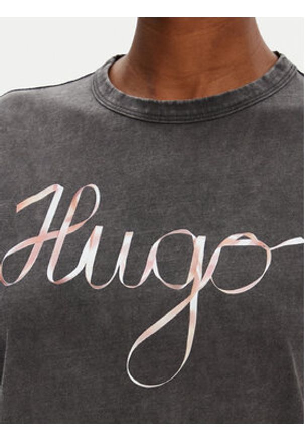 Hugo - HUGO T-Shirt Damacia_5 50544868 Czarny Regular Fit. Kolor: czarny. Materiał: bawełna