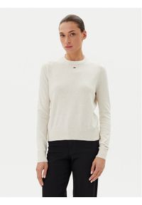 Tommy Jeans Sweter Essential DW0DW20159 Beżowy Regular Fit. Kolor: beżowy. Materiał: bawełna