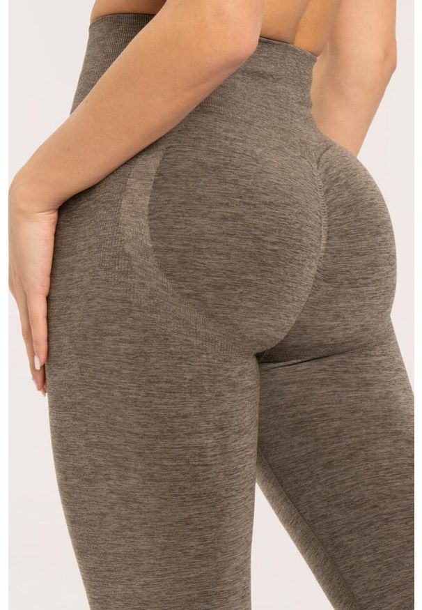 GYM GLAMOUR - Legginsy fitness damskie Gym Glamour seamless push up. Kolor: szary. Sport: fitness