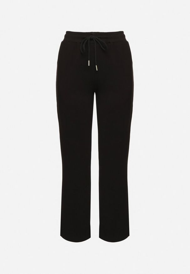 Born2be - Czarne Spodnie Dresowe z Prostymi Nogawkami Kieszeniami i Gumką w Pasie Tialynne. Okazja: na co dzień. Kolor: czarny. Materiał: dresówka. Styl: casual