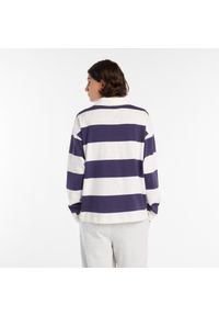 Koszulka damska New Balance WT53522BOY – granatowa. Kolor: beżowy. Materiał: bawełna, materiał. Długość rękawa: długi rękaw. Wzór: paski #3