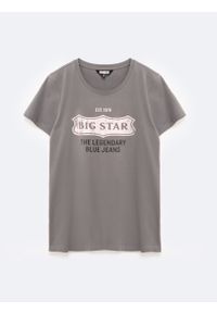 Big-Star - Koszulka damska z nadrukiem na piersi z kolekcji Authentic szara Rissmelna 905. Kolor: szary. Materiał: jeans, dzianina. Wzór: nadruk. Styl: retro