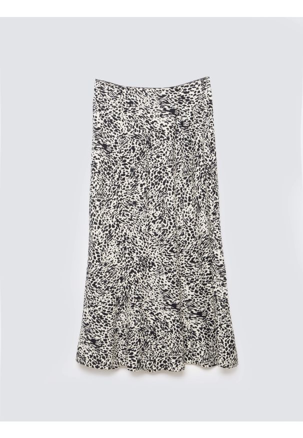 Big-Star - Spódnica damska midi z wiskozy z nadrukiem czarno-kremowa Arcelia 906. Okazja: na co dzień. Kolor: czarny. Materiał: wiskoza. Wzór: nadruk. Styl: casual, elegancki, klasyczny