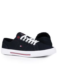 TOMMY HILFIGER - Męskie trampki sportowe Tommy Hilfiger CORE CORPORATE VULC CANVAS. Kolor: biały, niebieski, wielokolorowy #1