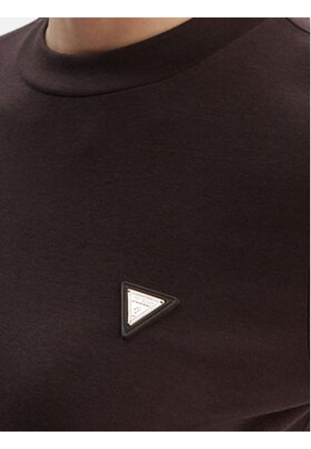 Guess T-Shirt V6RI00 KD741 Brązowy Slim Fit. Kolor: brązowy. Materiał: bawełna