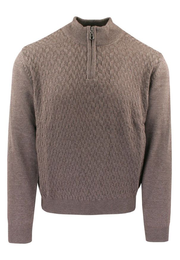 Sweter dla Mężczyzny - Lasota - Jasny Brąz, Krótki Zamek. Kolor: brązowy, wielokolorowy, beżowy. Materiał: akryl, bawełna. Długość: krótkie. Sezon: zima, jesień