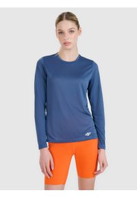 4f - 4F Longsleeve do biegania szybkoschnący damski - granatowy XL. Kolor: niebieski. Materiał: dzianina, włókno, materiał, syntetyk. Długość rękawa: długi rękaw. Długość: krótkie. Wzór: gładki, ze splotem. Sport: fitness, bieganie