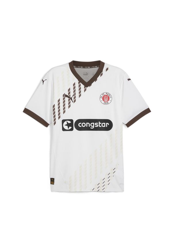 Puma - Męska koszulka wyjazdowa FC St. Pauli 24/25 PUMA White Espresso Brown. Kolor: brązowy, biały, wielokolorowy. Sport: piłka nożna