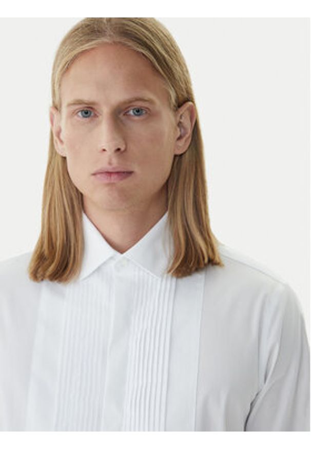 Calvin Klein Koszula LV019EU063 Biały Slim Fit. Kolor: biały. Materiał: bawełna
