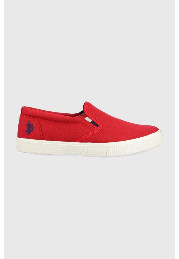 U.S. Polo Assn. tenisówki męskie kolor czerwony. Nosek buta: okrągły. Kolor: czerwony. Materiał: guma