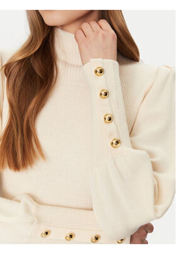 Luisa Spagnoli Sukienka dzianinowa Magalin 58414 Écru Regular Fit. Materiał: wełna