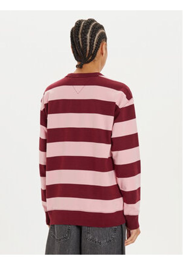 Tommy Jeans Bluza Ess Logo DW0DW19041 Fioletowy Relaxed Fit. Kolor: fioletowy. Materiał: bawełna