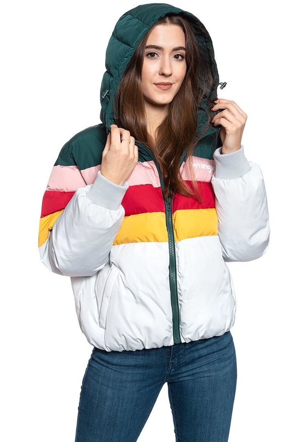 Wrangler - DAMSKA KURTKA ZIMOWA WRANGLER RAINBOW PUFFER CLOUD BLUE W4Q0WBB03 112129190. Wzór: kolorowy. Sezon: zima