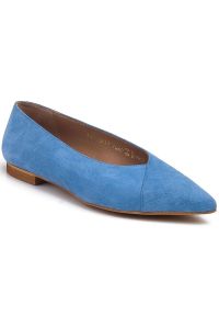 Marco Shoes Błękitne baleriny z naturalnego zamszu niebieskie. Kolor: niebieski. Materiał: zamsz #8