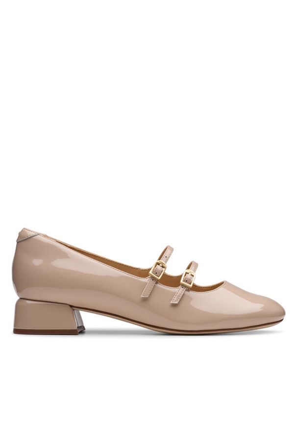 Clarks Półbuty 26181313 Beżowy. Kolor: beżowy. Materiał: lakier, skóra