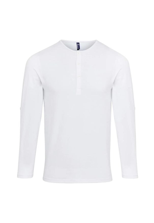 PREMIER - Męska Koszulka Z Podwiniętymi Rękawami Long John. Kolor: biały. Sport: turystyka piesza
