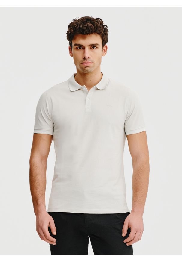 Pako Lorente - PAKO LORENTE – T-shirt polo w kolorze szarym. Okazja: na co dzień. Typ kołnierza: polo. Kolor: szary, biały, różowy, brązowy. Materiał: bawełna. Styl: casual