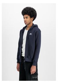 Alpha Industries Bluza Basic Zip 118342 Granatowy Regular Fit. Kolor: niebieski. Materiał: bawełna #4
