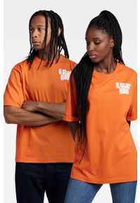 G-Star RAW - G-Star Raw T-shirt bawełniany kolor pomarańczowy z nadrukiem. Okazja: na co dzień. Kolor: pomarańczowy. Materiał: bawełna. Wzór: nadruk. Styl: casual