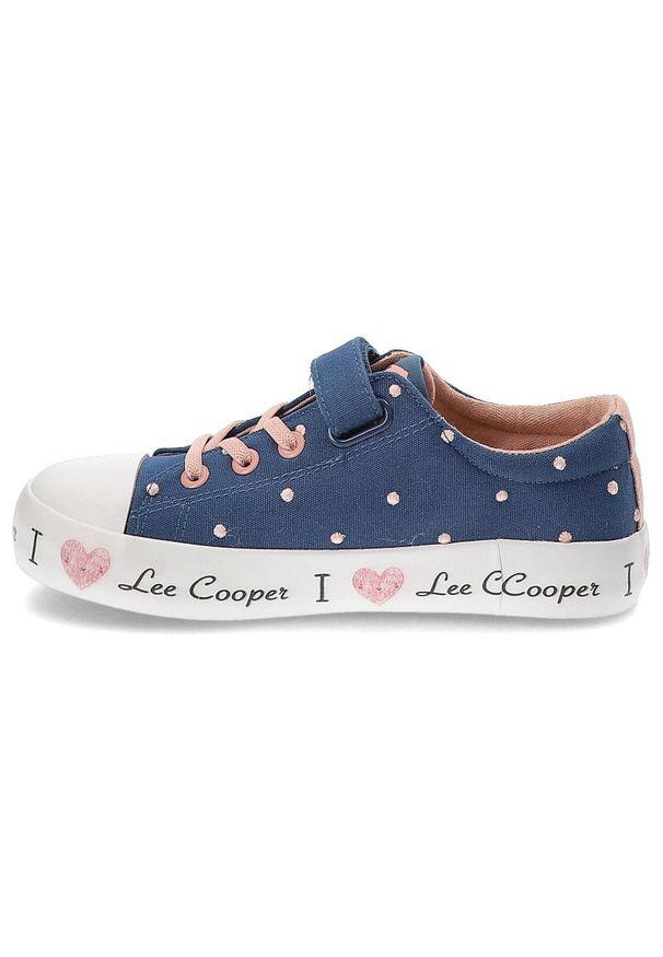 Granatowe Trampki Lee Cooper Modne Obuwie Dla Dziewczynki. Okazja: na co dzień, na spacer. Zapięcie: rzepy. Kolor: niebieski. Materiał: materiał. Sezon: wiosna. Styl: casual