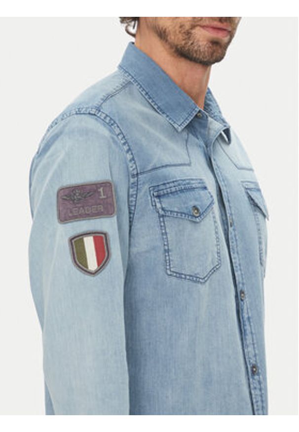 Aeronautica Militare Koszula jeansowa 251CA1281CT3527 Błękitny Regular Fit. Kolor: niebieski. Materiał: bawełna