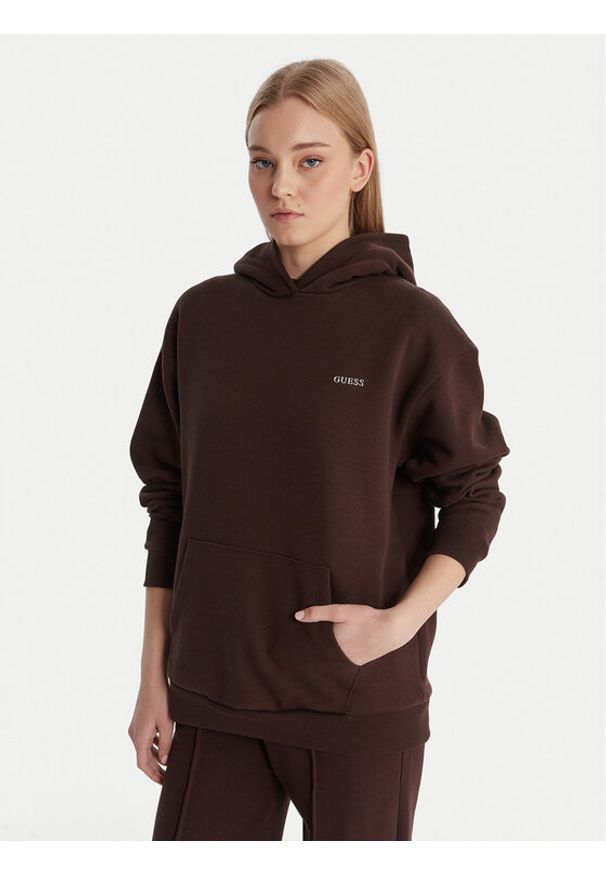 Guess Bluza V6RQ14 K9V31 Brązowy Regular Fit. Kolor: brązowy. Materiał: bawełna