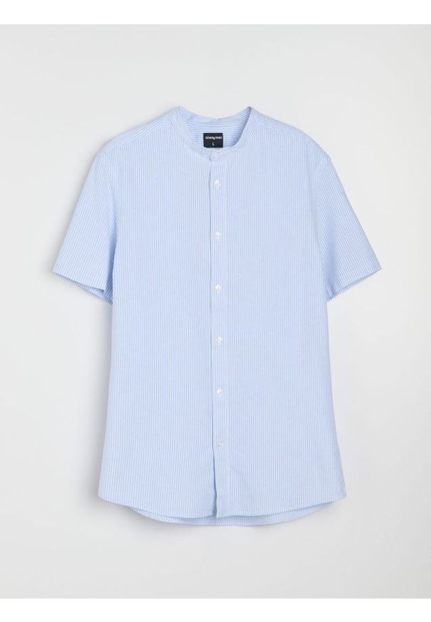 Sinsay - Bawełniana koszula w paski - błękitny. Kolor: niebieski. Materiał: bawełna. Wzór: paski