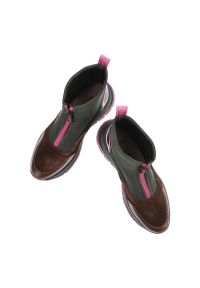 Zielone Botki Hispanitas Damskie Eleganckie Obuwie na Jesień. Kolor: zielony. Materiał: materiał. Sezon: jesień. Styl: elegancki #3