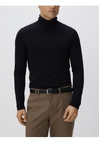 Reserved - Bawełniany longsleeve z golfem - czarny. Typ kołnierza: golf. Kolor: czarny. Materiał: bawełna. Długość rękawa: długi rękaw #1