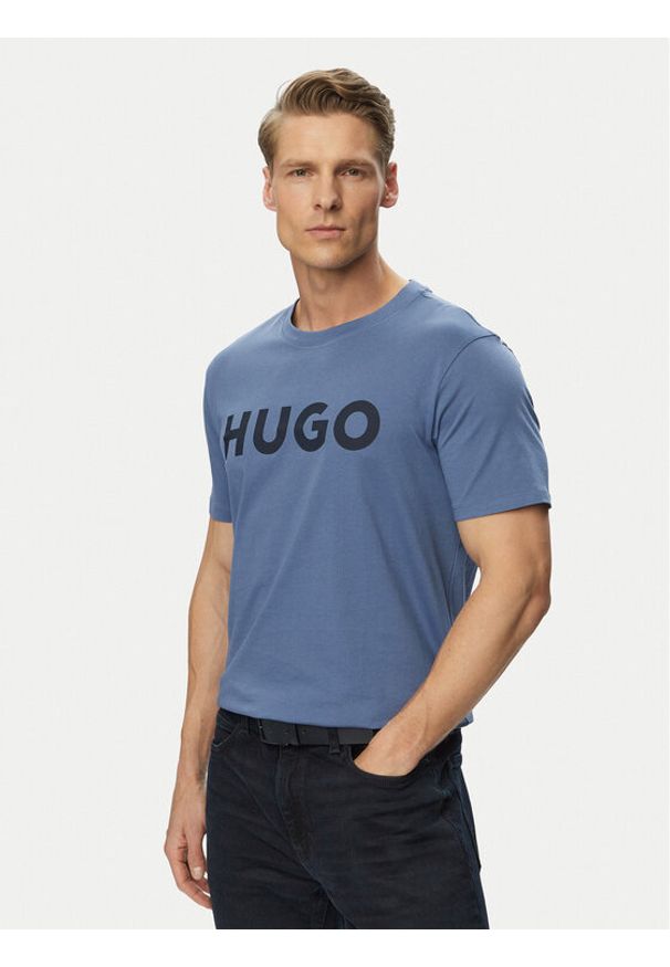 Hugo - HUGO T-Shirt Dulivio 50467556 Niebieski Regular Fit. Kolor: niebieski. Materiał: bawełna