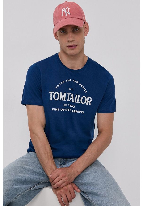 Tom Tailor - T-shirt bawełniany. Okazja: na co dzień. Kolor: niebieski. Materiał: bawełna. Wzór: nadruk. Styl: casual