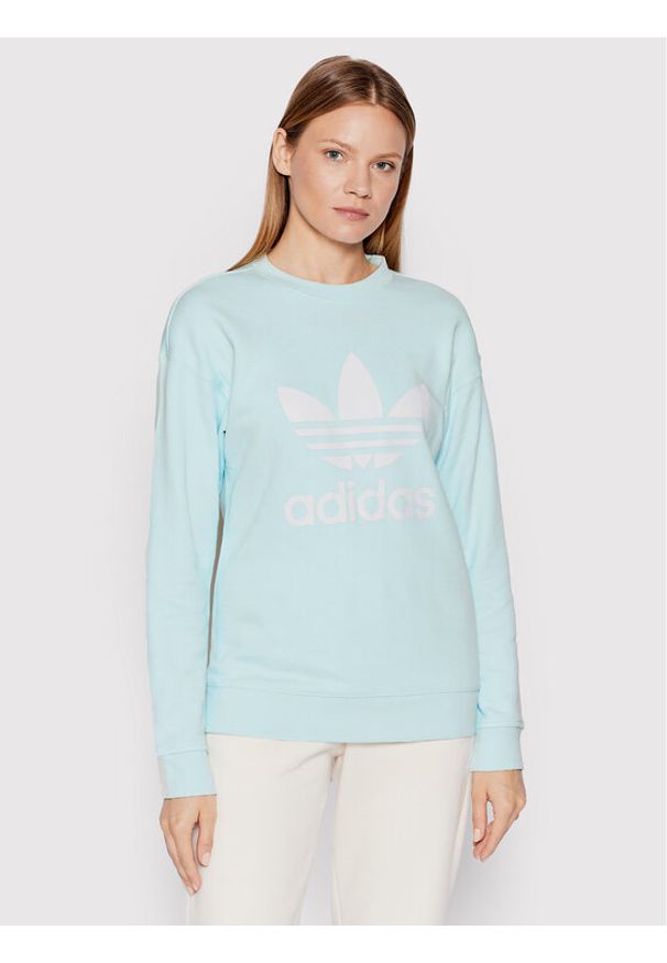 Adidas - adidas Bluza Treofil Crew HL6678 Niebieski Regular Fit. Kolor: niebieski. Materiał: bawełna