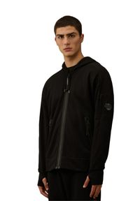 C.P. Company - C.P. COMPANY Czarna rozpinana męska bluza Hooded Open, Rozmiar XXL. Kolor: czarny. Materiał: bawełna. Wzór: jednolity #2