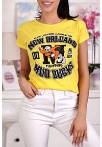 IVET - T-shirt damski CAREMA YELLOW. Kolor: żółty. Wzór: nadruk #1