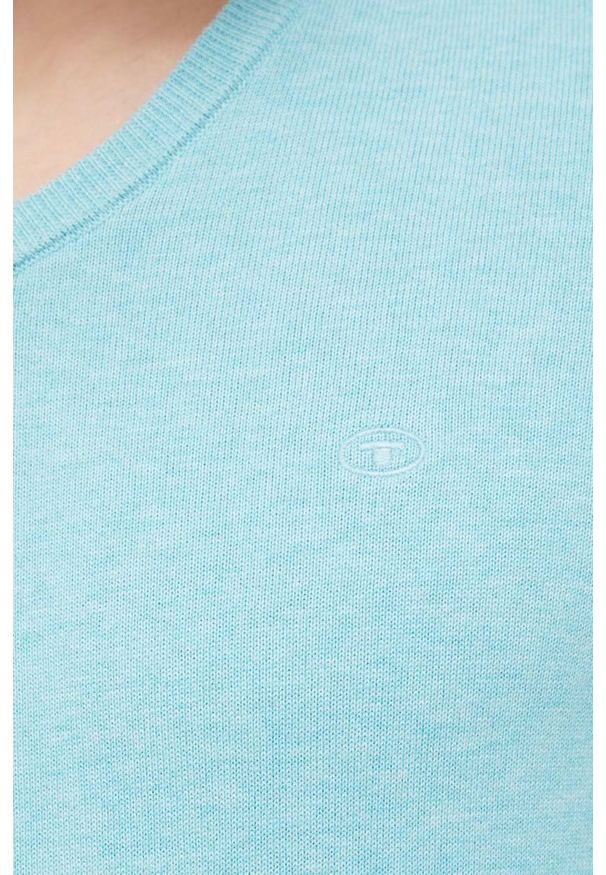 Tom Tailor sweter bawełniany męski lekki. Okazja: na co dzień. Kolor: niebieski. Materiał: bawełna. Długość rękawa: długi rękaw. Długość: długie. Wzór: melanż. Styl: casual
