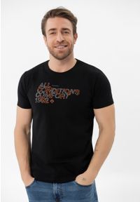 Volcano - Bawełniany t-shirt T-TON. Materiał: bawełna. Długość rękawa: krótki rękaw. Długość: krótkie. Wzór: nadruk, napisy. Styl: klasyczny #1