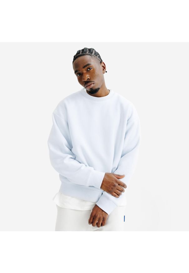 Decathlon - Bluza okrągły dekolt męska Elementals. Kolor: szary, niebieski, wielokolorowy. Materiał: poliester, elastan, tkanina, prążkowany, bawełna, materiał