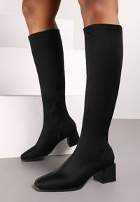 Born2be - Czarne Klasyczne Kozaki na Obcasie Teriles. Kolor: czarny. Materiał: dzianina, jeans. Obcas: na obcasie. Styl: klasyczny. Wysokość obcasa: średni #3