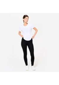 DOMYOS - Legginsy fitness damskie Domyos slim Salto. Kolor: czarny. Materiał: bawełna, materiał, elastan. Sport: fitness