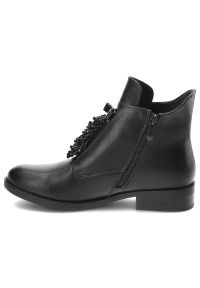 Czarne Botki S.Barski Eleganckie Obuwie Na Płaskim Obcasie. Okazja: na co dzień. Kolor: czarny. Materiał: skóra ekologiczna. Obcas: na obcasie. Styl: elegancki. Wysokość obcasa: niski #7