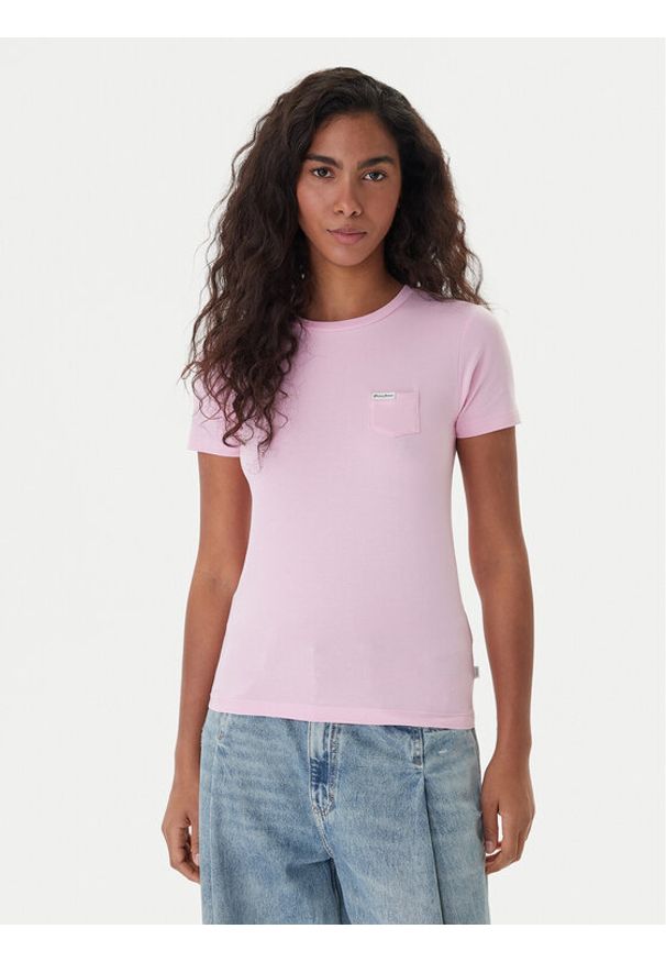 Guess Jeans T-Shirt W5RI52 J1314 Różowy Regular Fit. Kolor: różowy. Materiał: bawełna
