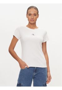 Calvin Klein Jeans T-Shirt J20J223358 Biały Slim Fit. Kolor: biały. Materiał: bawełna