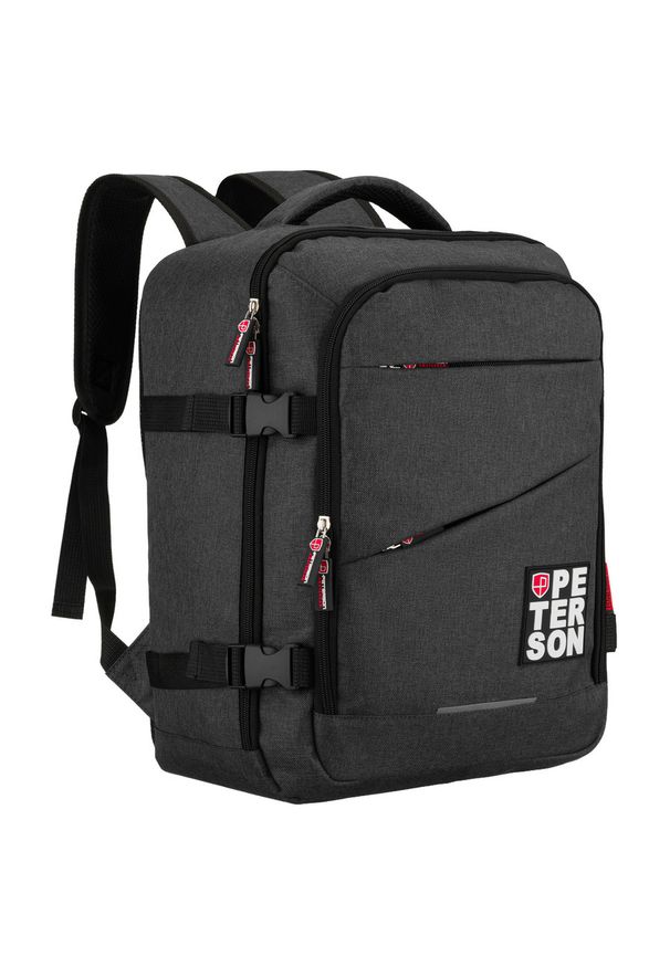 Plecak podróżny Peterson PTN PLG-04-T czarny. Kolor: czarny. Materiał: materiał. Styl: sportowy, casual