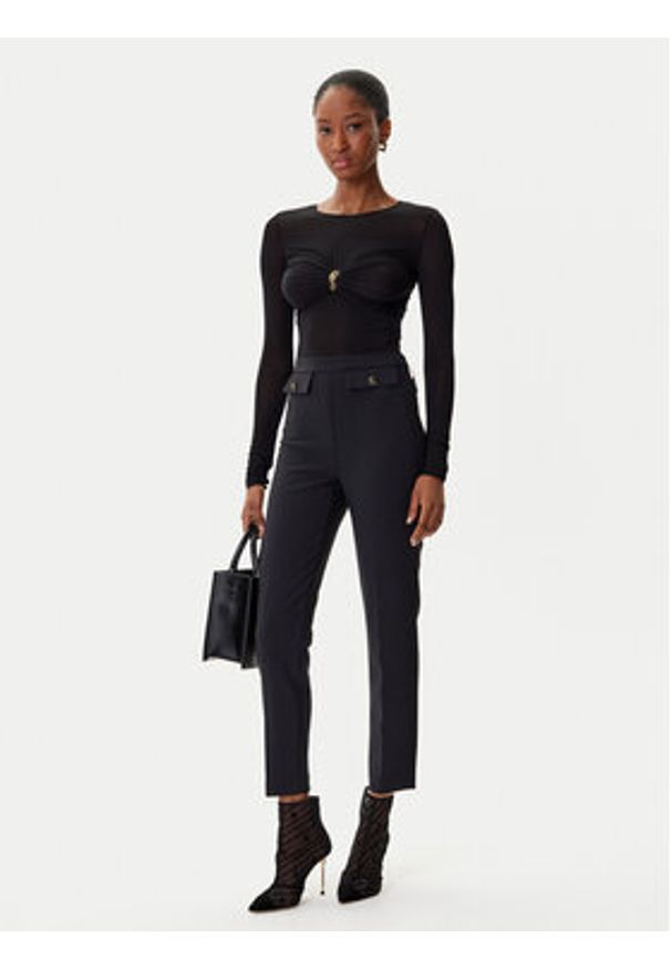 Elisabetta Franchi Body BO-016-57E2-V390 Czarny Slim Fit. Kolor: czarny. Materiał: wiskoza