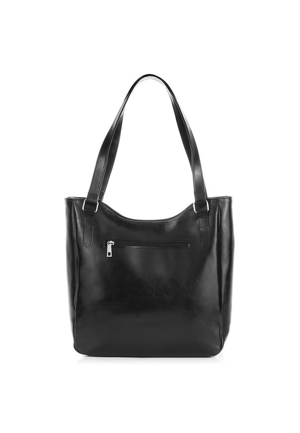 Skórzana torebka damska czarna PAOLO PERUZZI Z-09-BL. Kolor: czarny. Materiał: skórzane