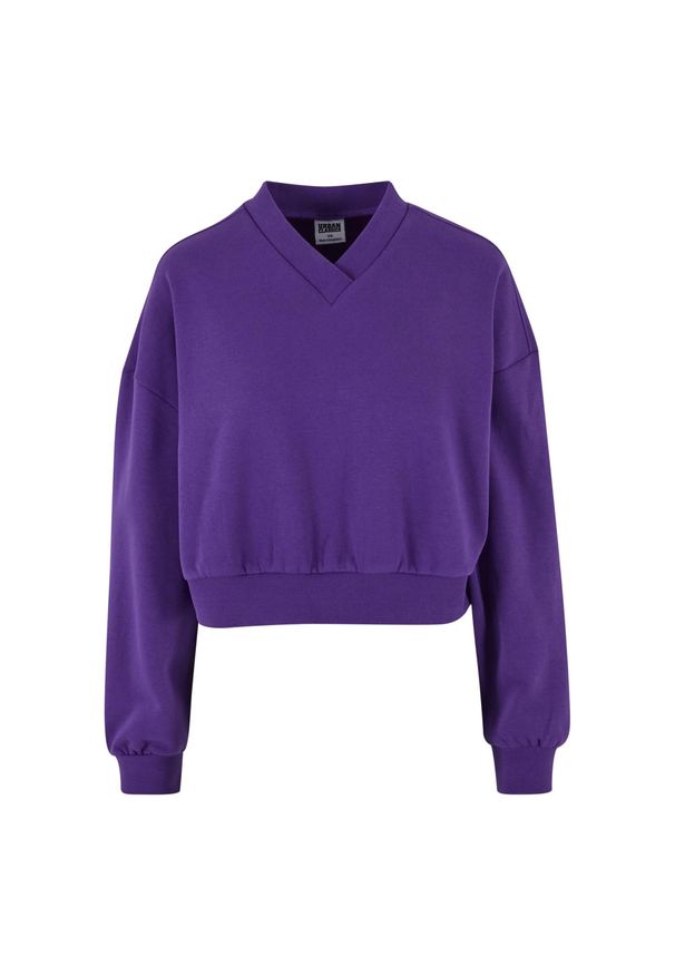 Urban Classics - Bluza Damska Z Przyciętym Dekoltem W Szpic. Kolor: fioletowy. Sport: turystyka piesza