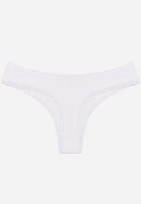 Born2be - Białe Majtki z Bawełną Typu Stringi Ozdobione Koronką Cirilise. Kolor: biały. Materiał: bawełna, koronka. Wzór: aplikacja, koronka #3