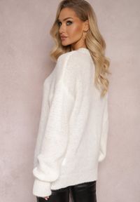Renee - Biały Sweter o Klasycznym Fasonie z Wełną i Ściągaczami Tuzza. Kolor: biały. Materiał: wełna. Styl: klasyczny #5